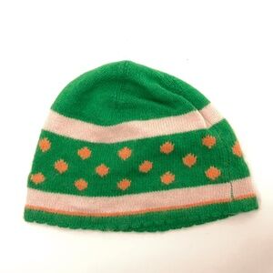 American Eagle Outfitter Soft Nylon Wool Blend Green Polka Dot Winter Hat